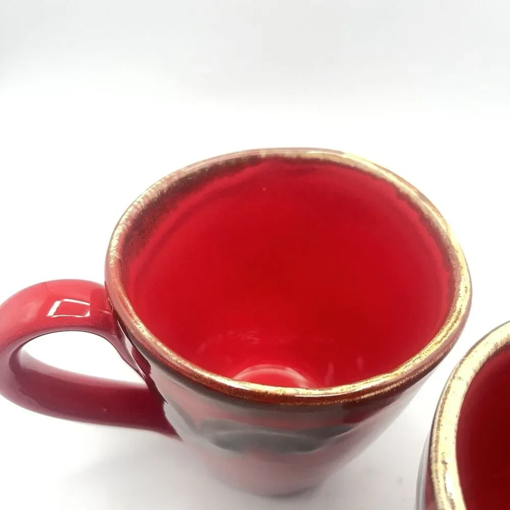 Pier 1 Vania Deep Red Mugs - Set Of 2